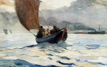  regresa Pintura - Barcos de pesca que regresan Winslow Homer acuarela